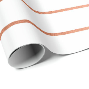 Rosa Rose Gold Rose Weiße Streifen Linien Geschenkpapier