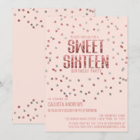 Rosa Rose Gold Silber Glitzer Confetti Sweet 16