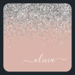 Rosa Rose Gold Silber Glitzer Monogram Quadratischer Aufkleber<br><div class="desc">Rose Gold - Schwarz Rosa und Silber Sparkle Glitzer gebürstete Metal Monogram Name Paper Party Aufkleber Adresse Labels. Das macht den perfekten 16 Geburtstag,  Hochzeit,  Brautparty,  Jubiläum,  Babydusche oder Junggeselinnen-Abschied Geschenk für jemanden,  der Lieben glamourösen Luxus und schicke Stile.</div>