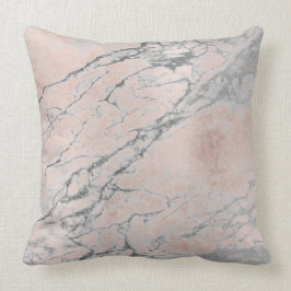 Rosa-Rose Gold Silbergraue Blütenmarmor Kissen