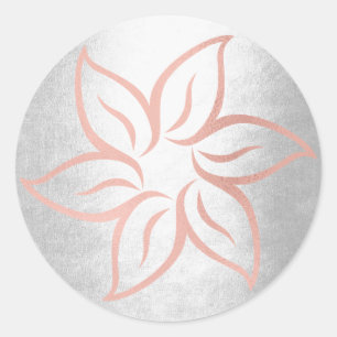 Rosa Rose Gold Silver Grau Mandala Blume Runder Aufkleber
