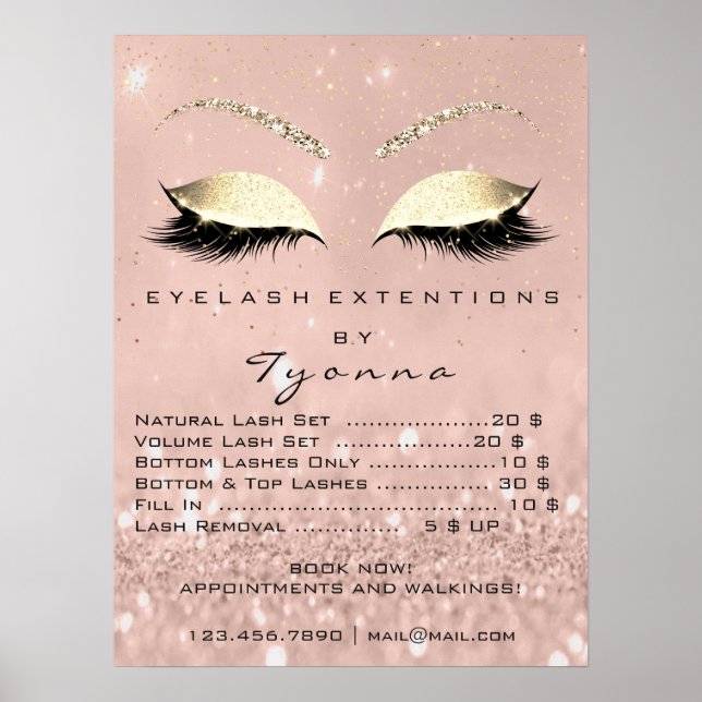 Rosa Rose Gold Skinny Eyes Lashes Preise Poster (Vorne)