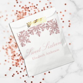Rosa Rose Gold Snowflake Winter Sweet 16 Geschenktütchen