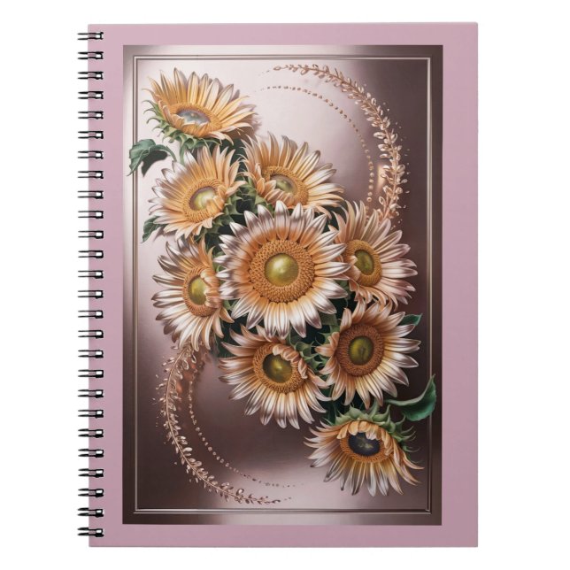 Rosa Rose Gold Sonnenblumen Metallic Pink Notebook Notizblock (Vorderseite)