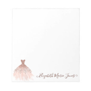 Rosa Rose Gold Sparkle Dress Giro Script Notizblock