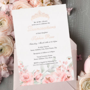 Rosa Rose Gold Tiara Quinceanera Folieneinladung