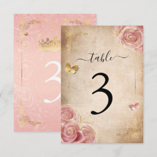 Rosa Rose Gold Tischnummer Cards