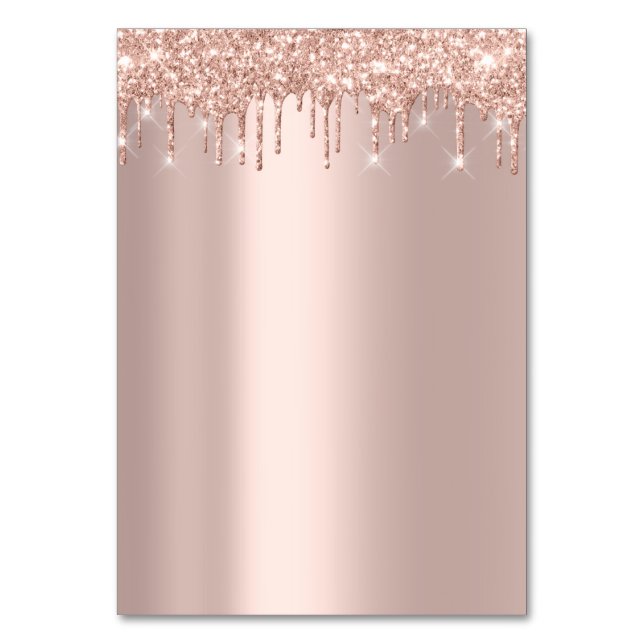 Rosa Rose Gold Tropfen Spark Blush Tischnummer (Rückseite)