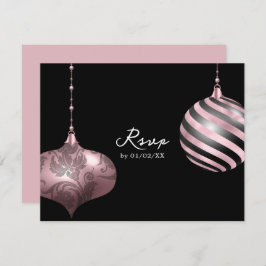 Rosa, Rose Gold und Schwarze Weihnachtszeit RSVP Karte