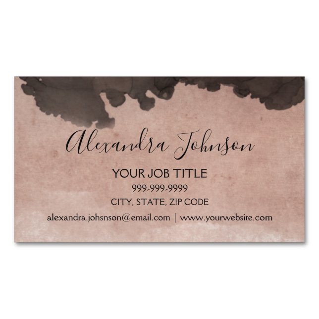 Rosa | Rose Gold Wasserfarbene Elegante Magnetische Visitenkarte (Vorderseite)