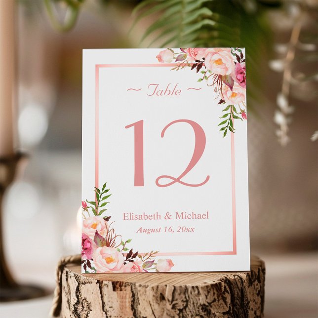 Rosa Rose Gold Wedding Tischnummer (Von Creator hochgeladen)