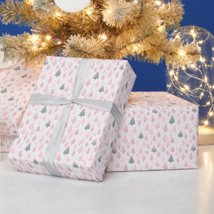 Rosa Rose Gold Weihnachtsbaumen Weißes Weihnachtsf Geschenkpapier