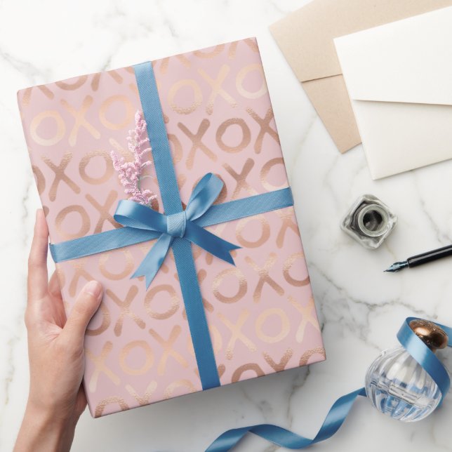 Rosa Rose Gold XOXO Geschenkpapier (Schenken)