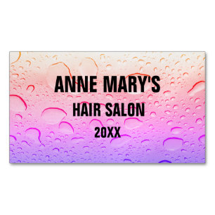 Rosa Rose Goldhaarsalon Girly Water Drops Ombre Magnetische Visitenkarte