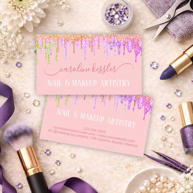 Rosa Rose Goldkalkbraun Glitzer Sparkone Visitenkarte (Von Creator hochgeladen)