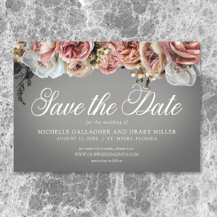 Rosa Rose Grau Hochzeit Save The Date