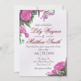 Rosa Rose Grüne Hochzeit Einladung