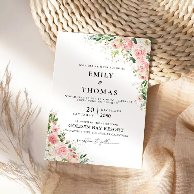 Rosa-Rose-Hochzeit - Einladung (Von Creator hochgeladen)