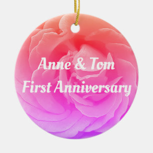 Rosa Rose, Hochzeitsjubiläum-Schmuck Keramik Ornament