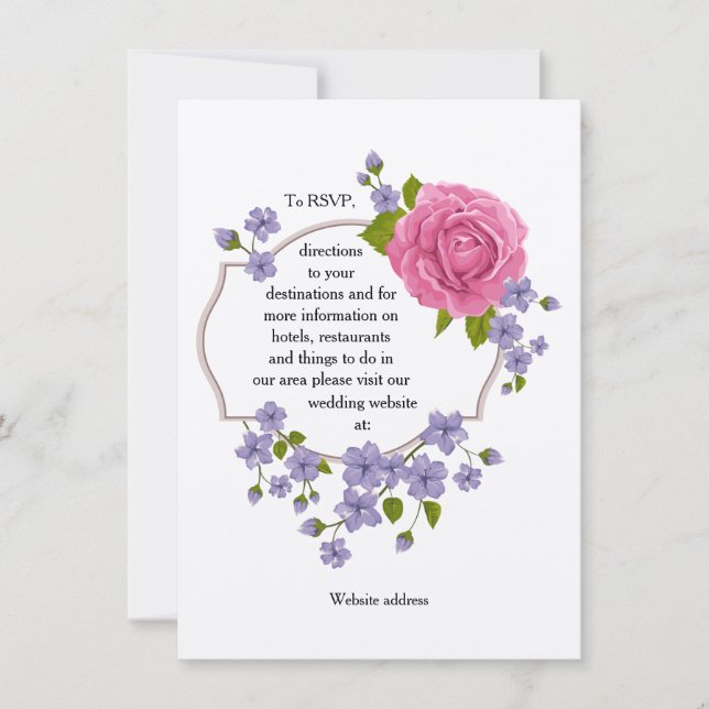 Rosa-Rose-Hochzeitskarte Einladung (Vorderseite)
