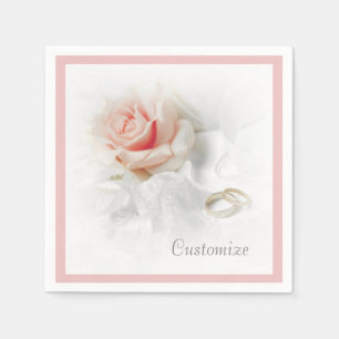Rosa Rose & Hochzeitsringe Rosa Rand Servietten