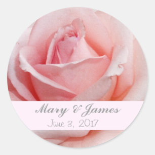 Rosa Rose Hochzeitstickervorlage für den Umschlag  Runder Aufkleber