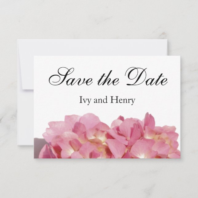 Rosa Rose Hydrangea Save The Date (Vorderseite)