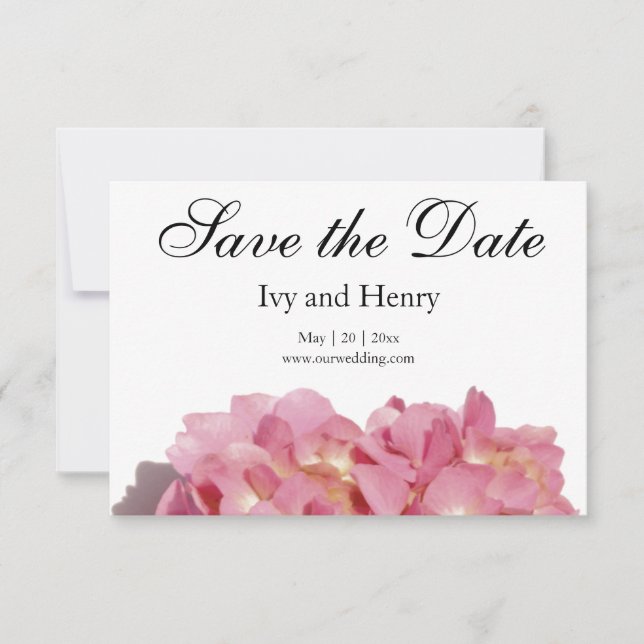 Rosa Rose Hydrangea Save The Date (Vorderseite)