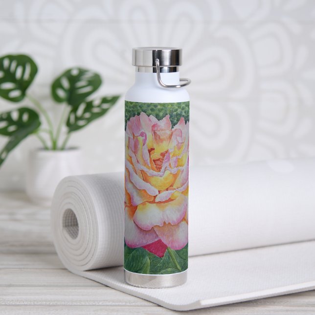 Rosa Rose im Frühling Trinkflasche (Yoga)