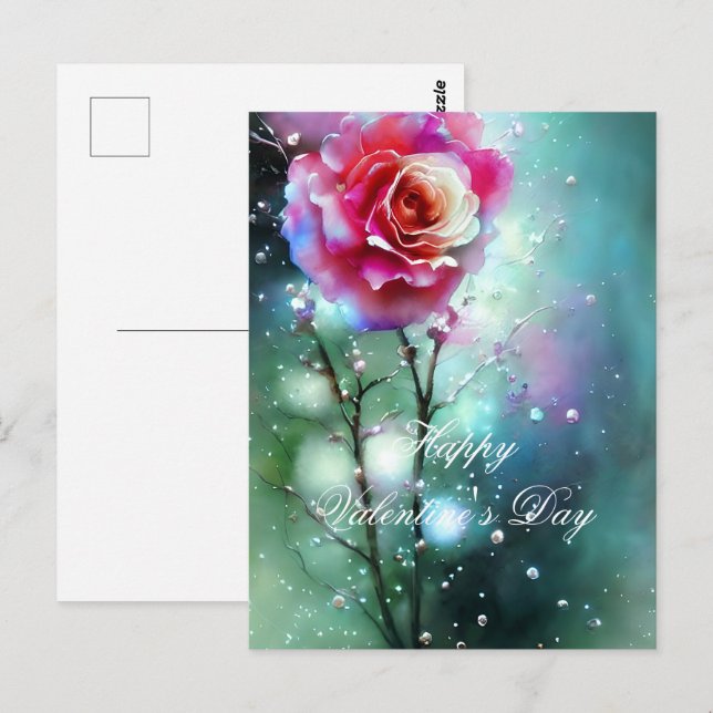 Rosa Rose im Regenwald Postkarte (Vorne/Hinten)