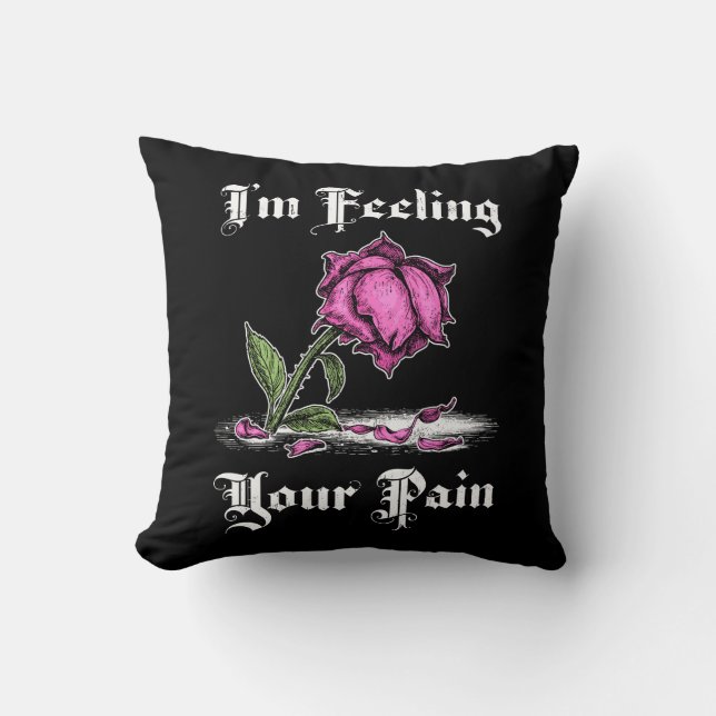 Rosa Rose im verzweifelten weißen Text Kissen (Vorderseite)