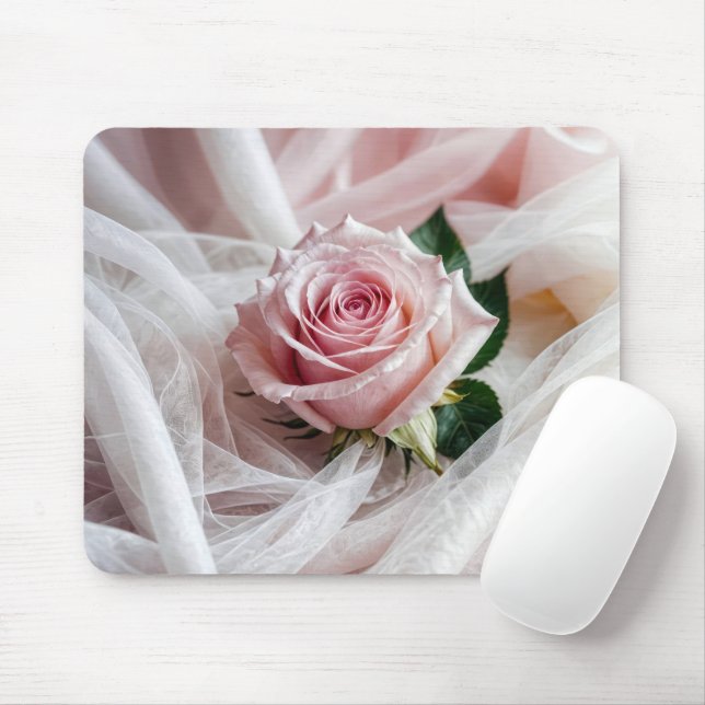 Rosa Rose in Tulle Mousepad (Mit Mouse)