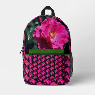 Rosa Rose in voller Blüte Personalisiert Bedruckter Rucksack