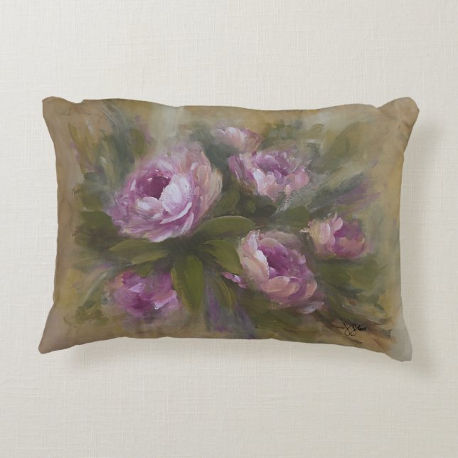 Rosa Rose Innen/Außen Dekokissen (Rückseite)