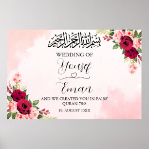 Rosa-Rose-islamisches Hochzeitplakat Poster