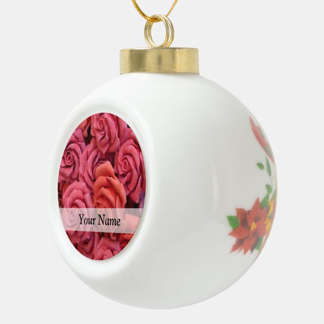 Rosa Rose Keramik Kugel-Ornament (Rechts)