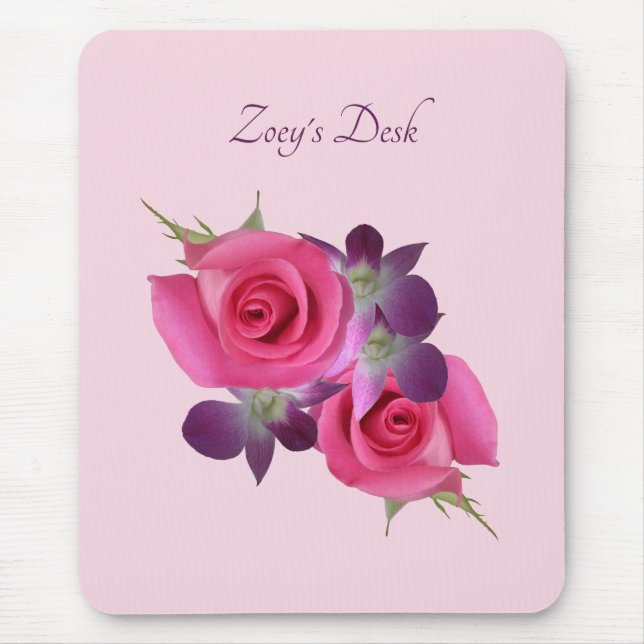 Rosa Rose Lila Orchid Mousepad Name (Vorne)