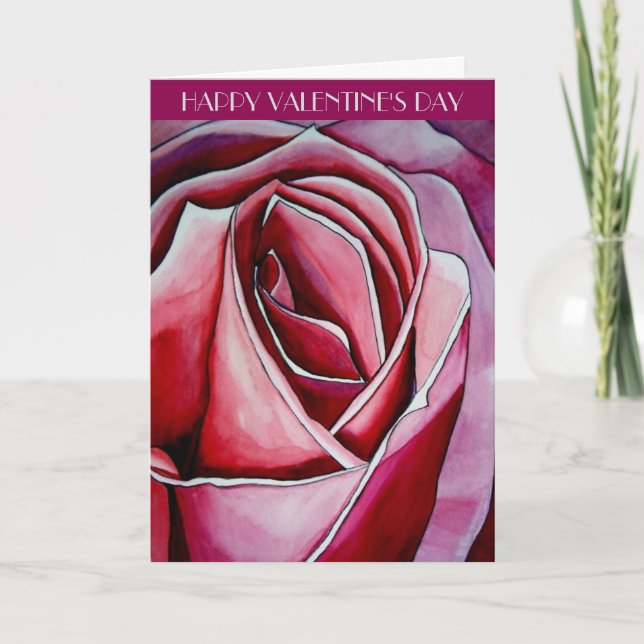 Rosa Rose Makro Blume Valentinstag Karte (Vorderseite)