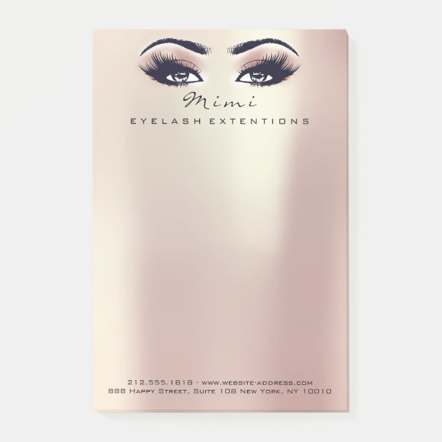 Rosa Rose Metallic Pfirsichname Web Telefonnummer Post-it Klebezettel (Vorderseite)