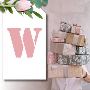 Rosa Rose Minimalistischer Monogramm Geschenkanhänger