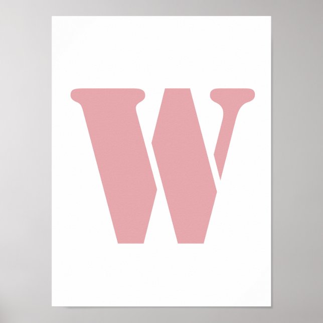 Rosa Rose Minimalistischer Monogramm Poster (Vorne)