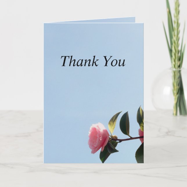 Rosa Rose mit blauem Himmel Danke Karte (Vorderseite)