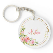 Rosa Rose mit Blumen - Goldrahmen - Personalisiert