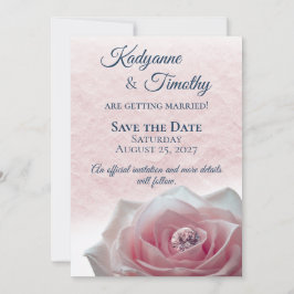 Rosa Rose mit Diamanthochzeit Save The Date