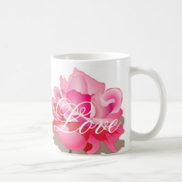 Rosa Rose mit Liebe Tasse