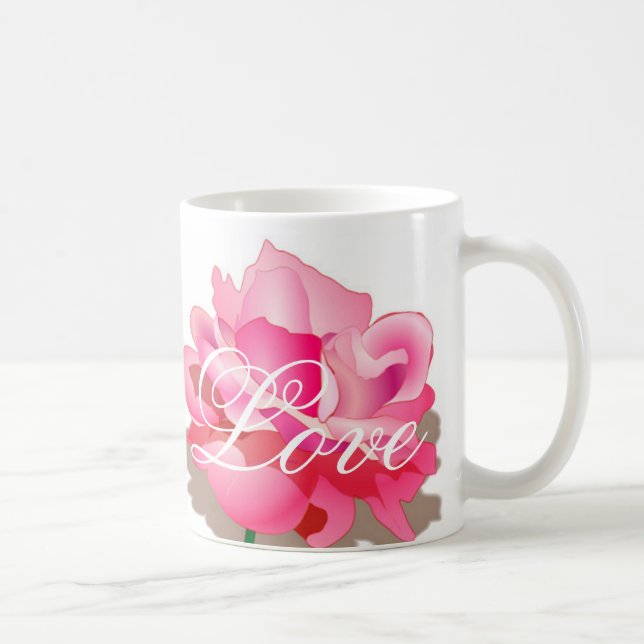 Rosa Rose mit Liebe Tasse (Rechts)