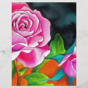 Rosa Rose mit orangefarbener Aquarellkunst
