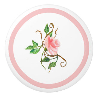 Rosa Rose mit Reben Keramik Rumpf Keramikknauf
