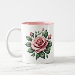 Rosa Rose mit rosa Akzente Tasse