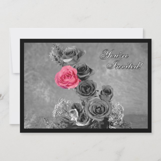 Rosa Rose mit schwarzem und weißem Hintergrund (Vorderseite)
